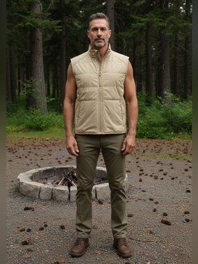 Men's Beige Quilted Vest